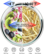 WhiteRhino Glass Mixing Bowl with Lids Set of 4,(1,1.5,2.5,3.7) Large Salad Bowl,Space-Saving Stacking Bowl for Kitchen Food Storage,Glass bowl for Cooking,Baking