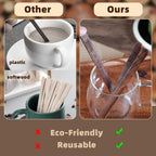 Solid Black Walnut Wood 3Pcs 6" Coffee Stirrers | Reusable & Multifunctional for Hot/Cold Beverages (Coffee, Milk, Oatmeal), Cooking & Crafts (jam, peanut butter Spreader, DIY Projects)