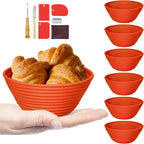 Silicone Banneton, Sourdough Bread Baskets (Set of 6, 5 Inch), Round Proofing Bread Bowls with Starter Kit, Bread Making Baking Supplies