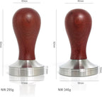 51mm Coffee Tamper Espresso Hand Tamper 304 Stainless Steel Espresso Wooden Handle Coffee Tamper with Mat (51mm)