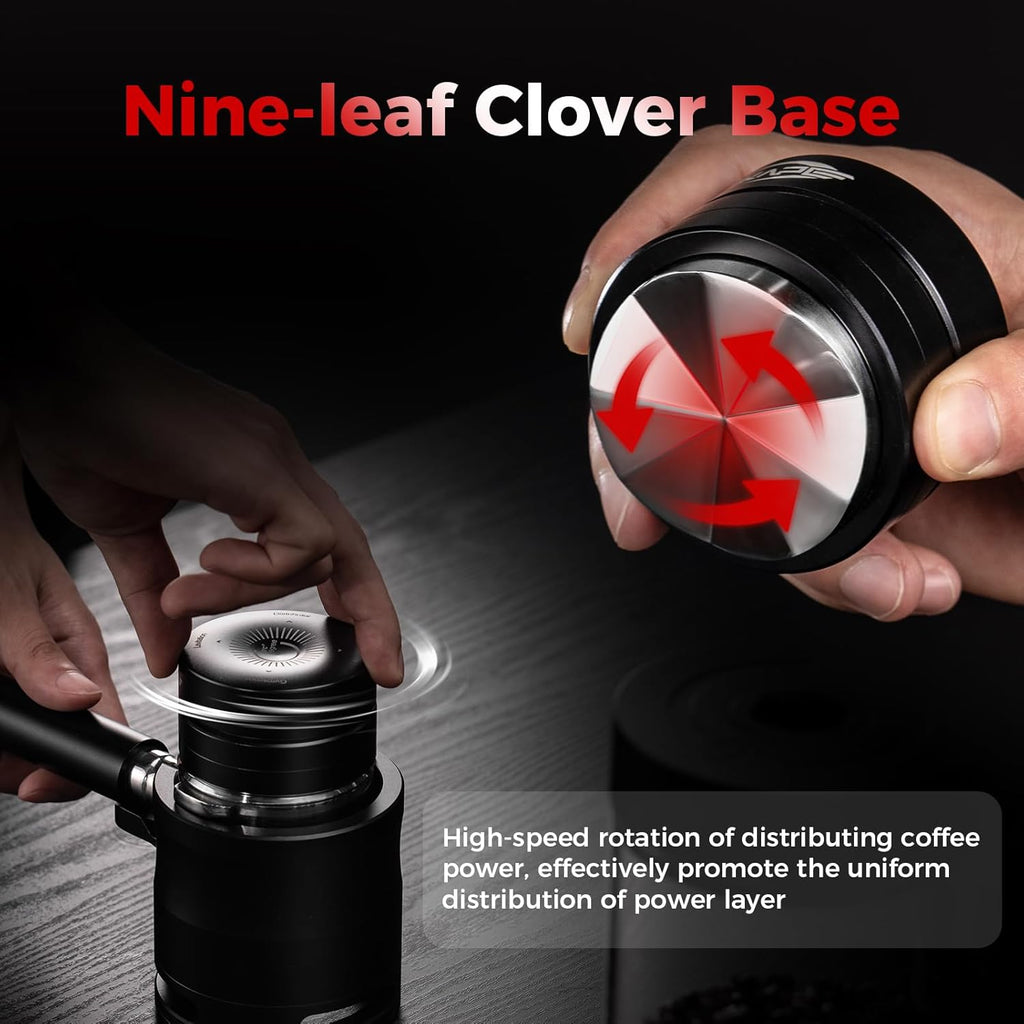 IKAPE 51MM Newly Upgrade Espresso Coffee Distributor, Coffee Dual-Bearing & High-Speed Distribution Tools, Adaptive Height Coffee Tamper Leveler for 51mm Portafilters