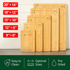 ROYAL CRAFT WOOD Wooden Serving Boards for Kitchen Meal Prep&Bamboo Wood Cutting Board Set with Deep Juice Groove Side Handles-Charcuterie & Chopping Butcher Block for Meat-Kitchen Gadgets Gift (5Pcs)