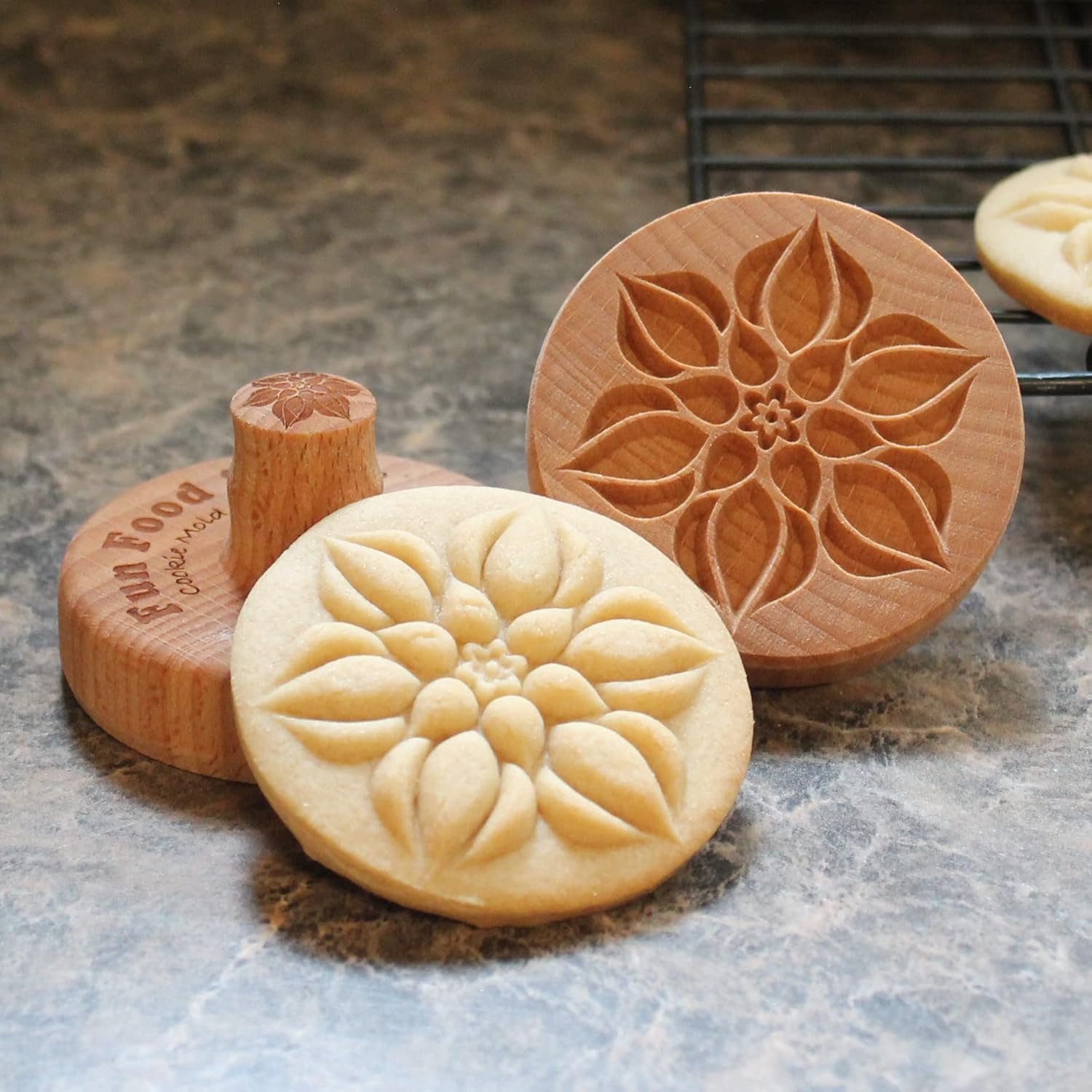Wood Cookie Stamp, 2.5 Inch (Lotus Bud CS-039)
