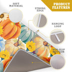 Giwawa Fall Dish Drying Mat 18"x24" Watercolor Autumn Teal Blue Orange Pumpkins Sunflowers Dish Drainer Mats Large Thanksgiving Harvest Microfiber Dish Drying Pad Kitchen Countertop Decor