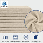 GLIMGLINT Brown Microfiber Cleaning Cloth, 12 Pack Cleaning Towels for Kitchen, Lint Free, Scratch-Free, Highly Absorbent, and Reusable Cleaning Rags for House, Window and Glass, Cars, 14"X12"