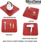 Silicone Dish Drying Mat for Multiple Usage,Easy clean,Eco-friendly,Heat-resistant Silicone Mat for Kitchen Counter or Sink,Refrigerator or Drawer Liner Red 2XL 24 inches x 18 inches