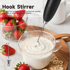 Electric Milk Frother Handheld, Triple-whisk 3-Speed Coffee Drink Mixer with 3 Stainless Steel Whisks (Including Triple-Spring Frothing Whisk) – Stand Included for Cappuccino, Latte, Egg Whisking