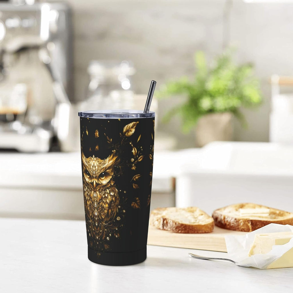 Owl Tumbler with Lid and Straw 20oz Coffee Tumblers Leakproof Stainless Steel Travel Mug Vacuum Insulated Cup for Iced and Hot
