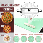 Silicone Baking Mat 20"L x 28"W, Extra Thick Dough Rolling Pad with Measurements and Edge Heightening, Non-stick Food Grade Silicone Pastry Mat for Pastry, Bread, Cookies