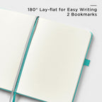 &And Per Se Dotted Journal Notebook, A5 Hardcover Leather Bullet Dotted Journal, 160 Pages 100 gsm Thick Dotted Paper，3 Sheets of Stickers Included - 5.7'' x 8'' (Turquoise)