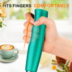YUSWKO Turquoise Handheld Milk Frother Wand for Coffee, Rechargeable Electric Whisk with 3 Heads 3 Speeds Drink Mixer Coffee Frother For Latte, Cappuccino, Hot Chocolate, Egg
