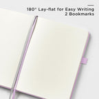 &And Per Se Dotted Journal Notebook, A5 Hardcover Leather Bullet Dotted Journal, 160 Pages 100 gsm Thick Dotted Paper，3 Sheets of Stickers Included - 5.7'' x 8'' (Light lavender)