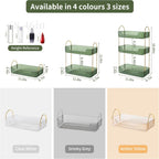 YCIA&DONE Bathroom Organizer Countertop, Makeup Storage, Skincare Cosmetic Tray Shelf, Perfume Holder Rack for Vanity Counter, Large Capacity, Easy to Install, Clean, 1 Tier, Vintage Green