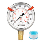 0 to 100 Psi Lead-Free Pressure Gauge, Glycerin Liquid Filled, 2.5 inch Dial, 1/4" NPT Lower Mount, Stainless Steel Case, for Water Pump, Pneumatic Air, Well Tank, RV Hose, Gas, Pressure Test