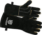 LeaSeek Leather Forge Welding Gloves, Heat/Fire Resistant Barbecue Gloves,Mitts for Fireplace,BBQ,Welder,Grill,Oven,Stove,Tig