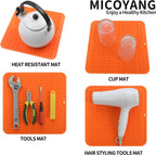 Silicone Dish Drying Mat for Multiple Usage,Easy clean,Eco-friendly,Heat-resistant Silicone Mat for Kitchen Counter or Sink,Refrigerator or Drawer liner Orange M 12 inches x 12 inches