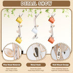 3 Pack Wood Coffee Mug Wall Rack with 9 Hooks Wall Mount Coffee Cup Holder White Espresso Cup Display Stand Tea Cup Hanger Display Wall for Kitchen Cafe Bar