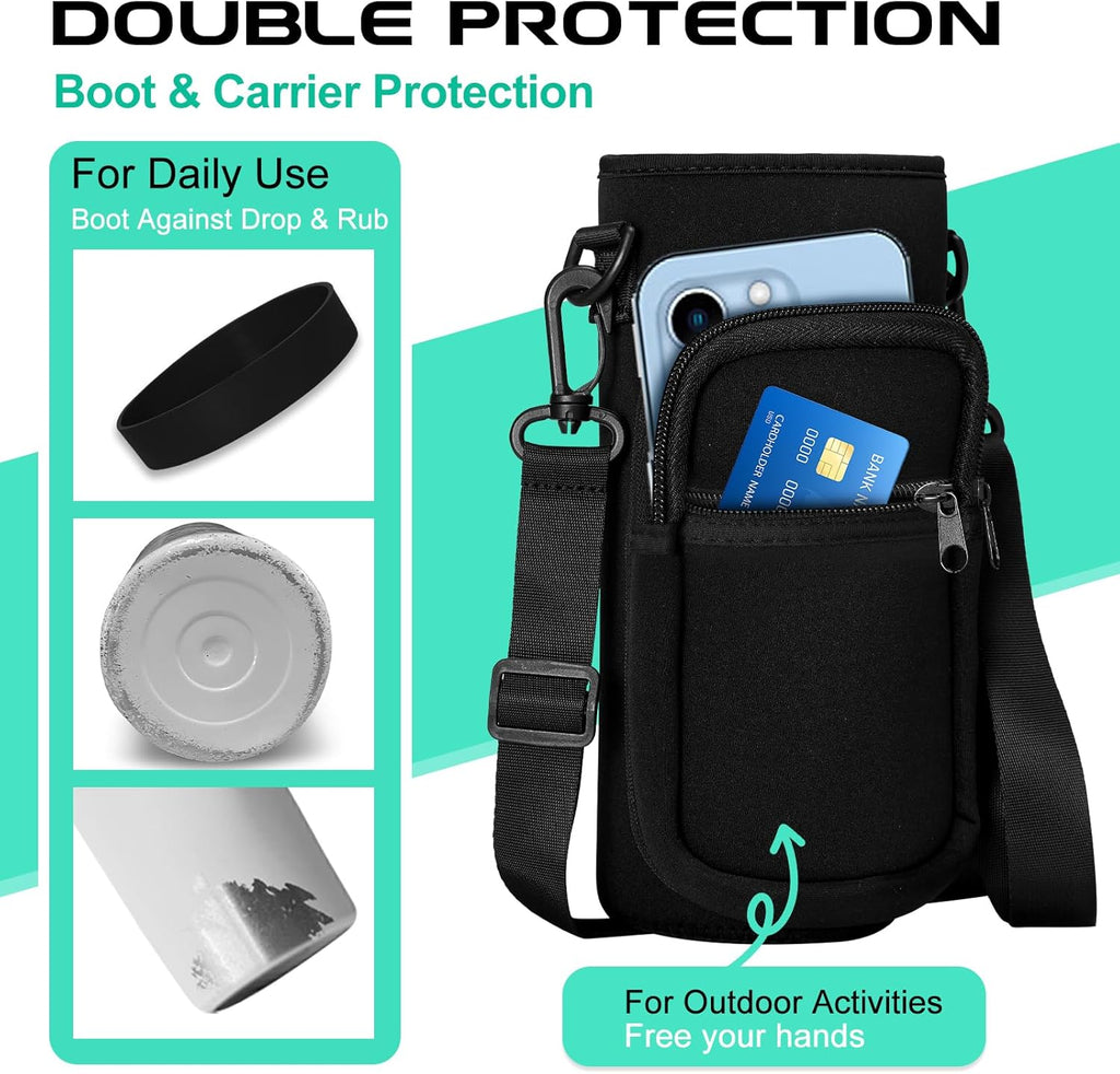 Stainless Steel Water Bottles 32oz - with Paracord Handle, Straw/Spout Lid, Carrying Case & Protective Boot, Leak Proof Double Wall Vacuum Insulated Bottle Keep Cold 48H & Hot 24H