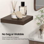 Square Floating Shelves for Wall, 12" W x 12" D x 1.2" H, Small Wooden Wall Mounted Display Shelves with Invisible Brackets for Living Room, Bedroom, Bathroom, Kitchen Decor, Set of 3, Walnut