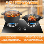 Cast Iron Dutch Oven Bread Baking Kit - 10-Piece Set with Banneton Basket, Dough Scraper, pizza shovel，Bread Lame, Whisk, Brush, and Silicone Grips with Skillet Lid Cooking Pan Handles Lame, 5QT