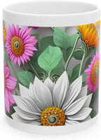 11 OZ Novelty Coffee Mugs - Christmas Gift (3-D Flower)