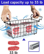 Freezer Organizer Bins - Fit 10 to 20 Cu.FT Deep Freezer, Stackable Chest Freezer Organizer Sort Frozen Food and Easily Get with Handle, 4 Pack Chest Freezer Bins, Black