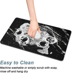 Rnivvi Coffee Mat, 12" x 19" Cute Marble Style Coffee Bar Mats for Espresso Machine Station Accessories and Organizer, Hide Stain Rubber Backed Absorbent Dish Drying Pad for Kitchen Counter, Black