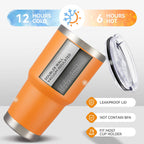 30 oz Tumbler with Lid Stainless Steel Tumblers Bulk Vacuum Insulated Cup Reusable Powder Coated Travel Mug Double Wall Leak Proof Cups Keep Cold Drinks for 12 Hours Orange, Set of 12