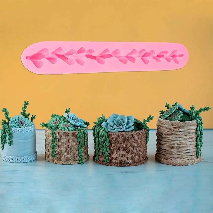 Tropical Leaf Silicone Molds, Succulents Trailing Leaves Chocolate Molds, Hawaii Theme Fondant Baking for Cake Decoration Cupcake Topper Candy Sugar Craft Gum Paste Clay Resin (LC74)