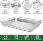 P&P CHEF 16 Inch Baking Sheet and Rack Set, Stainless Steel Cookie Sheets Oven Baking Pans Trays with Cooling Racks for Cooking & Roasting, Oven & Dishwasher Safe, (4Pcs)