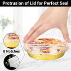 EUSOAR Gold Cupcake Liners, 25pcs 10oz/275ml Creme Brulee Cups Cupcake Liners Holiday, Round Aluminum Muffin Pans with Lids Flan Bread Pie Tart Brownie Holders for Bakery Wedding Birthday Party