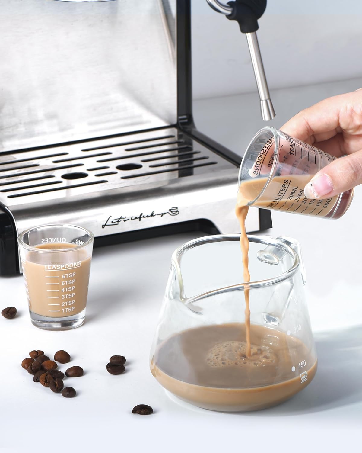 Shot Glasses Measuring Cup Set 2PACK Espresso Shot Glasses Liquid Heavy Glass 26-Incremental Measurement 1 OZ, 2 TBS, 6 TSP, 30 ML Kitchen Tools (RED&Black)