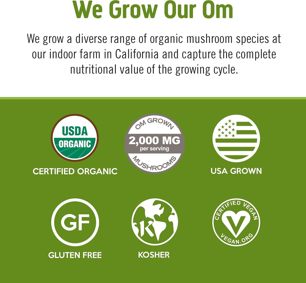 Om Mushroom Superfood Matcha Latte Blend Mushroom Powder, 8.47 Ounce Canister, 30 Servings, Green Tea, Lion's Mane, Reishi, Chaga, Turkey Tail, Focus & Stress Support Supplement