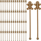 50 Pcs Christmas Drink Stirrers Xmas Coffee Stir Sticks Plastic Swizzle Sticks Cocktail Mixers for Holiday Party Supplies Hot Drinks Cocoa Bar Decoration