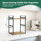 EsLuker.ly 2 Tier Coffee Mug Holder Station Bar Organize Countertop, Mug Cup Tree Rack for Kitchen Office, Storage Shelf with 12 Removable Hooks, Creat Stylish Coffee Corner
