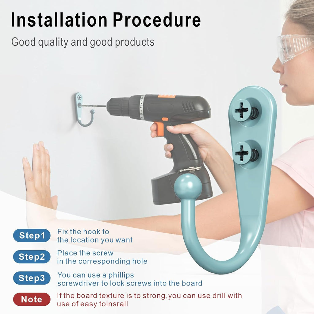 15 Pcs Black Wall Mounted Coat Hooks, Hanger Hook with 30 Pieces Screws for Towel, Key, Robe, Scarf, Bag, Cap, Coffee Cup, Mugs（Bule）