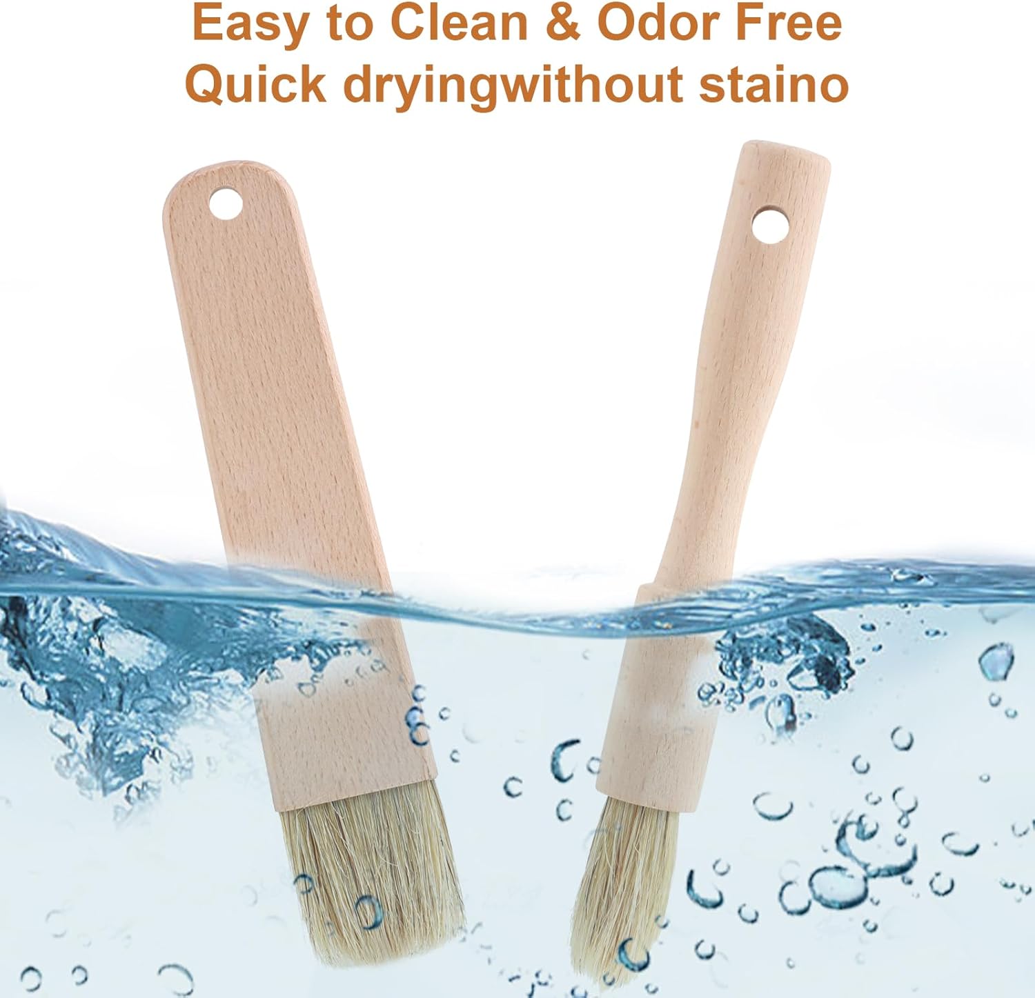 2 Sets Cooking Brush with Wooden Handle Natural Bristles Oil Brush for Cooking Butter Brushes for Oil and Sauce Pastry Brushes for Baking Kitchen Basting Spreading Baking Grilling Bbq Barbecue Food