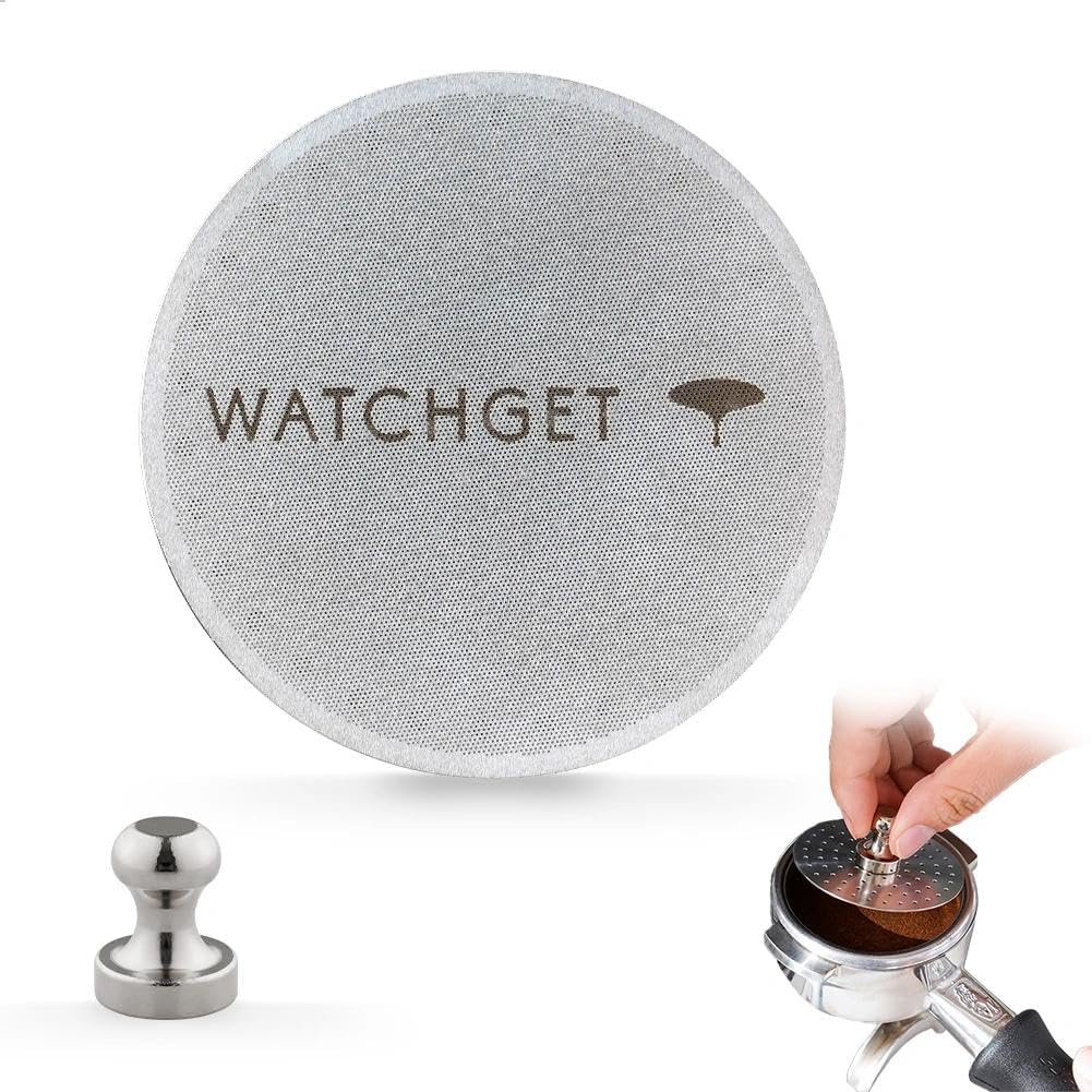 watchget 58 Espresso Puck Screen - 0.8mm Thickness Espresso Screen Double-layer Lower Shower Screen with Magnetic Nail Metal Reusable Filter for 58mm Protafilter Basket Stainless Steel Coffee Filter