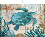 Ocean Sea Turtle Dish Drying Mat for Kitchen Counter 18x24 in, Retro Map Microfiber Drying Mats Absorbent Reversible Dish Pad Large Dish Draining Mat Fast Dry Kitchen Accessories