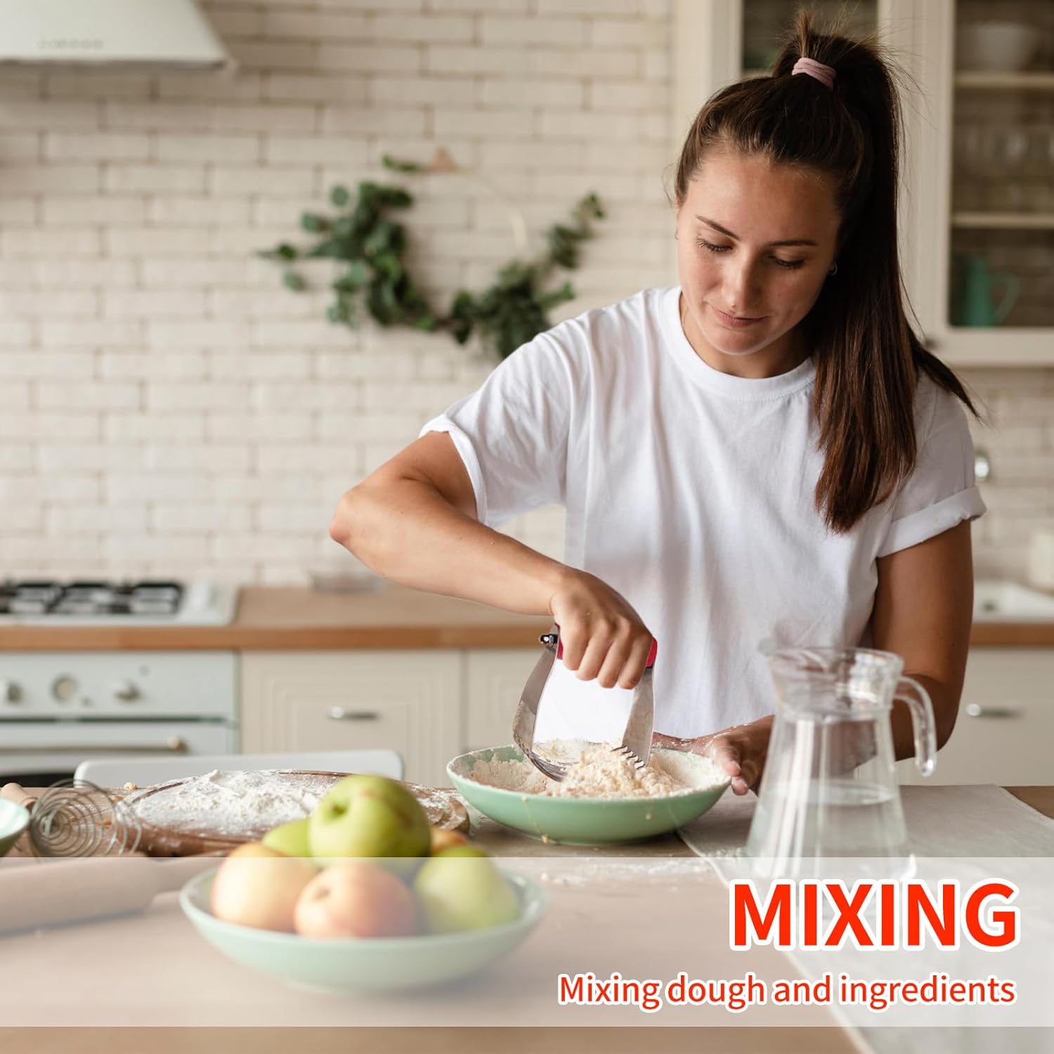 ALLTOP Pastry Blender & Bench Scraper Set - Premium Kitchen Baking Essential Tools for Cake and Bread Making - Stainless Steel Dough Scraper&Butter Cutter for Homemade Delights - Red