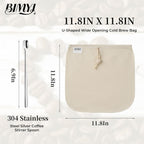 Reusable Cold Brew Bags & Cold Brew Coffee Bags Reusable - for Toddy Systems |11.8 inch Large 100% Natural Organic Cotton Cold Brew Filter Bags 2-Pack + 2 Bonus 304 Silver Spoons