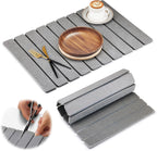 Large Stone Drying Mat for Kitchen Counter, Collapsible Quick Dry Stone Bath Mats for Bathroom, Ultra Absorbent Diatomaceous Earth Dish Mat for Dishes Cups Cookware Countertop, 23.23'' x 15.4'', Grey