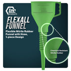 FlexAll Long Flexible Funnel for Automotive Use - Durable Nitrile Rubber - Ideal for Car Oil Change, Transmission Funnel Fluid, Diesel, Fuel, Gas - Made in USA - Green (16 x 5 Inches)