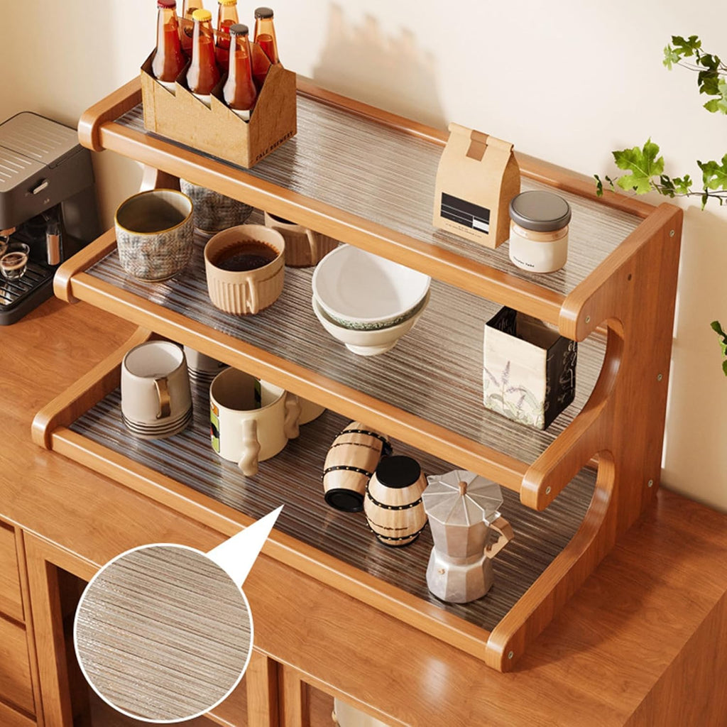 3-Tier Wooden Mug Holder Countertop, Coffee Cup Holder Mug Display Coffee Mug Organizer Mug Rack for Coffee Station Organizer Mug Shelf for Cabinet for Kitchen, Home,Natural