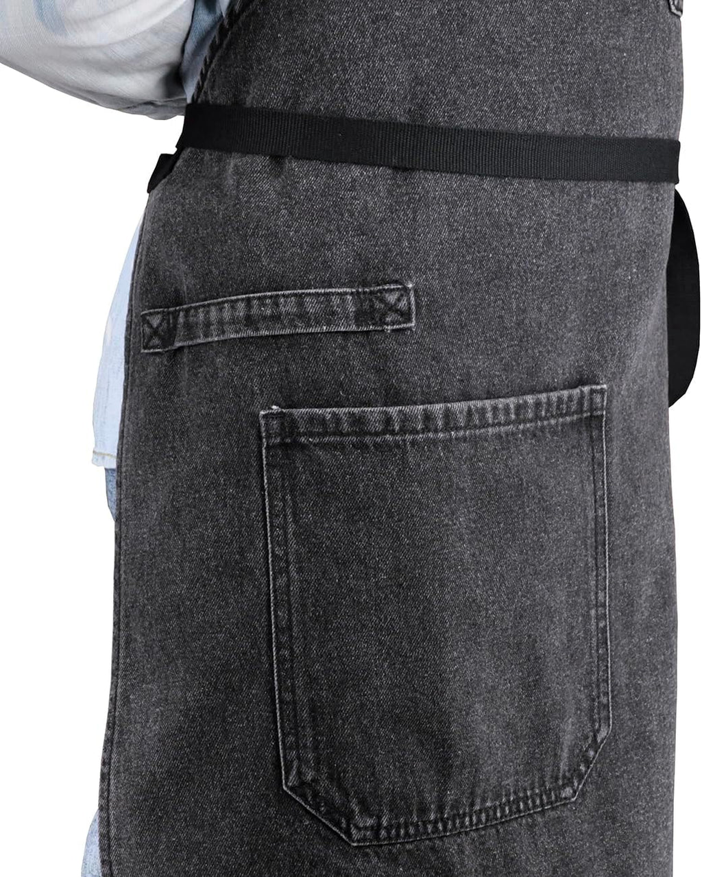 Cooking Apron with Pockets Mens Womens Professional Kitchen Bib Apron for Chef Grill BBQ (Black Denim -2)