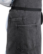 Cooking Apron with Pockets Mens Womens Professional Kitchen Bib Apron for Chef Grill BBQ (Black Denim -2)