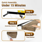 48" Rustic Farmhouse Floating Shelves – Set of 2 Acacia Wood Shelves for Stylish Wall Decor in Kitchen, Bathroom, Unique Chevron Pattern, Dark Walnut Color, 48x8x1.5 Inches - Set of 2 - DIY