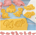 8 Pcs Dinosaur Cookie Cutters Set, 3D Dinosaur Style Baking Molds with Plunger Stampers, Cookie Cutter for Baking, Fondant, Cheese, and Pastries(K8)