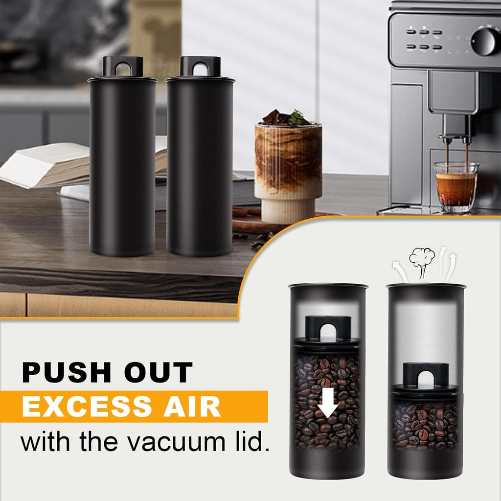 Vacuum Coffee Canister, 67oz Air Seal for Coffee Bean Storage, Stainless Steel Food Storage Container, Preserves Freshness Longer, Airtight Coffee Storage for Grounds & Whole Beans