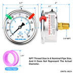 MEANLIN MEASURE 0~160Psi Liquid Filled Pressure Gauge 1/4" NPT 2.5" FACE DIAL Stainless Steel Glycerin Filled WOG Water Oil Air Back Mount (with 2PCS Snaps)
